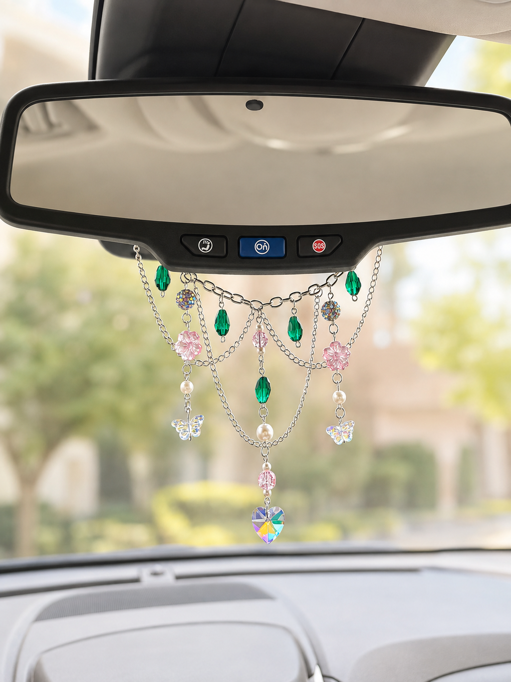 Butterfly Garden Rearview Car Mirror Charm