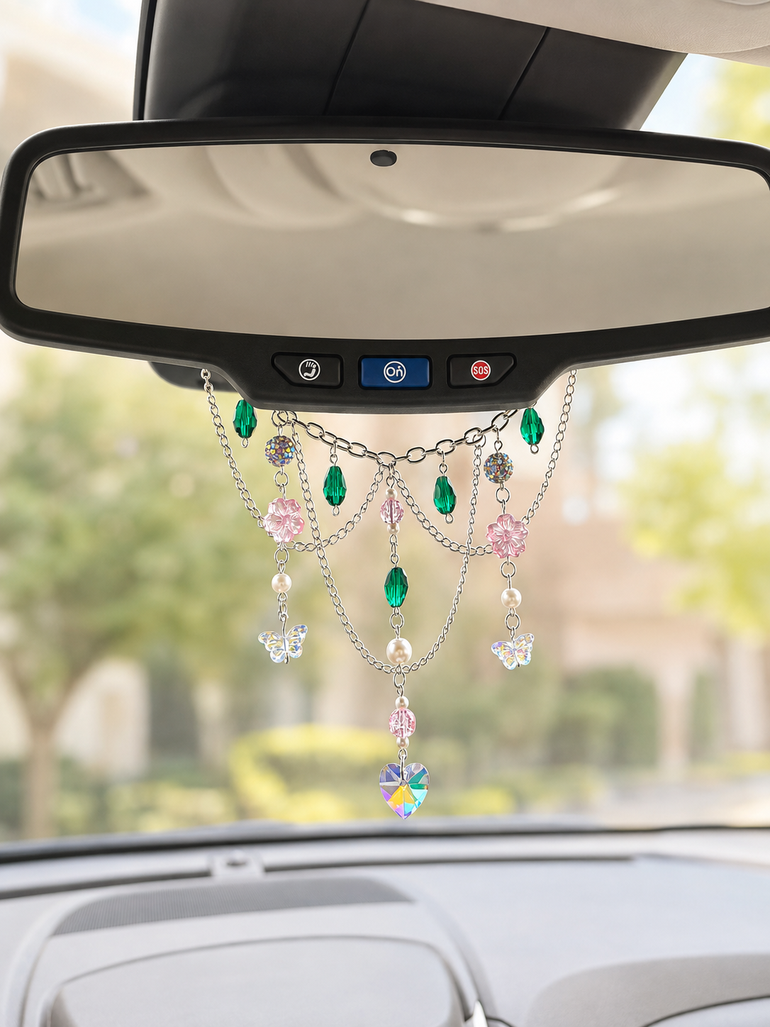 Butterfly Garden Rearview Car Mirror Charm