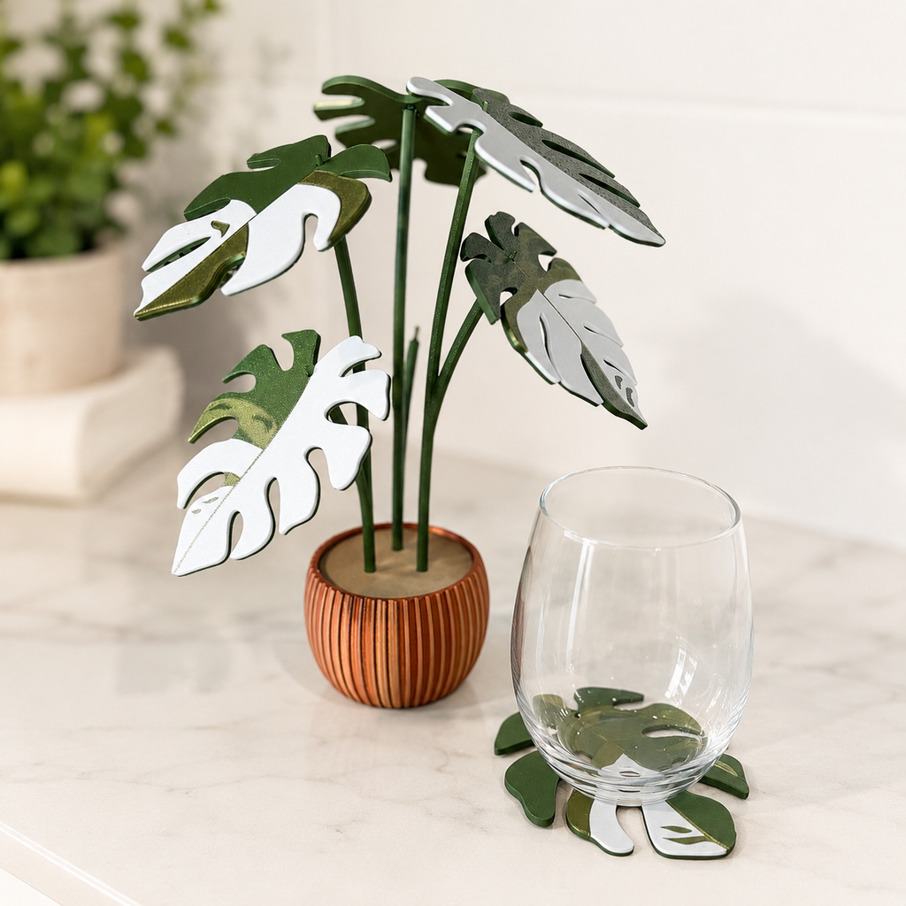 Monstera Variegata Plant Coaster