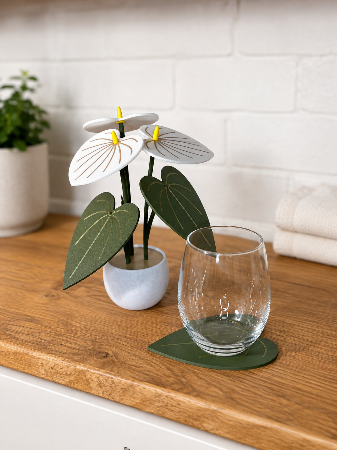 White Anthurium Plant Coaster