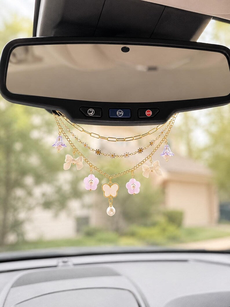 Butterfly Garden Rearview Car Mirror Charm