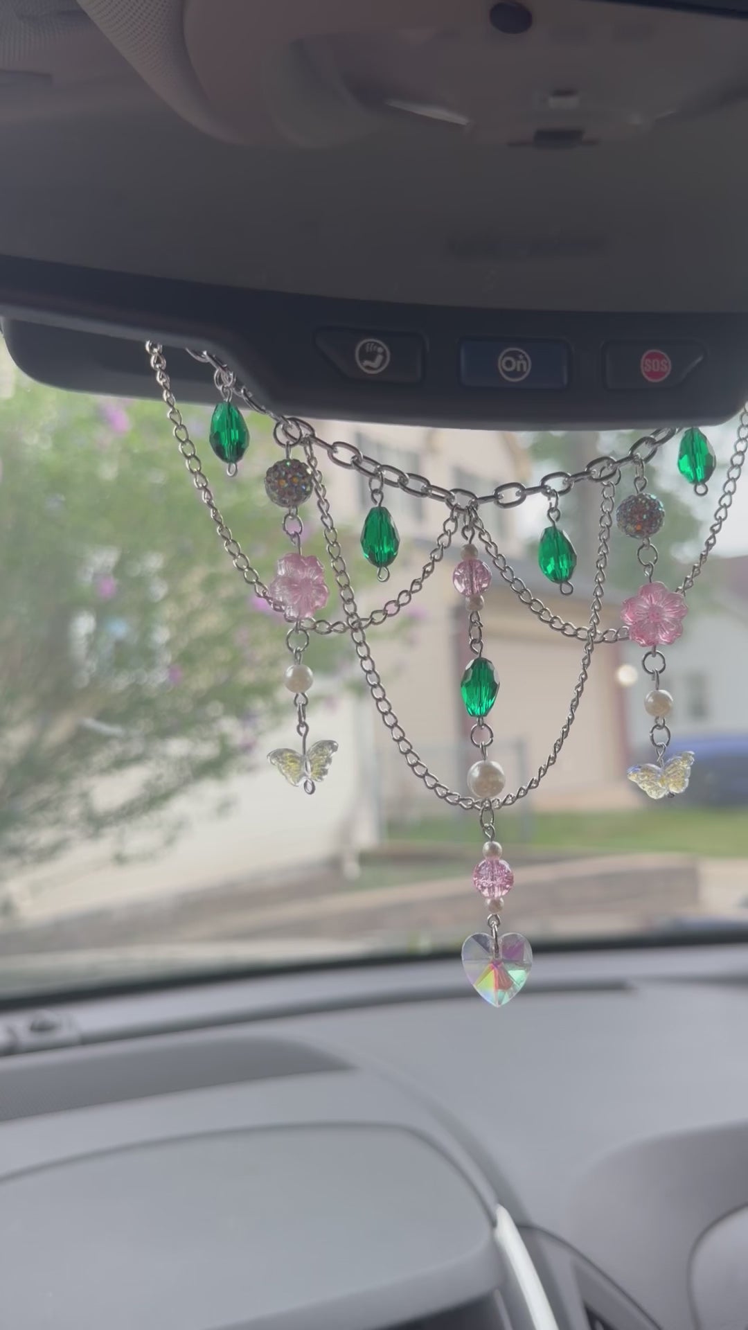 Butterfly Garden Rearview Car Mirror Charm