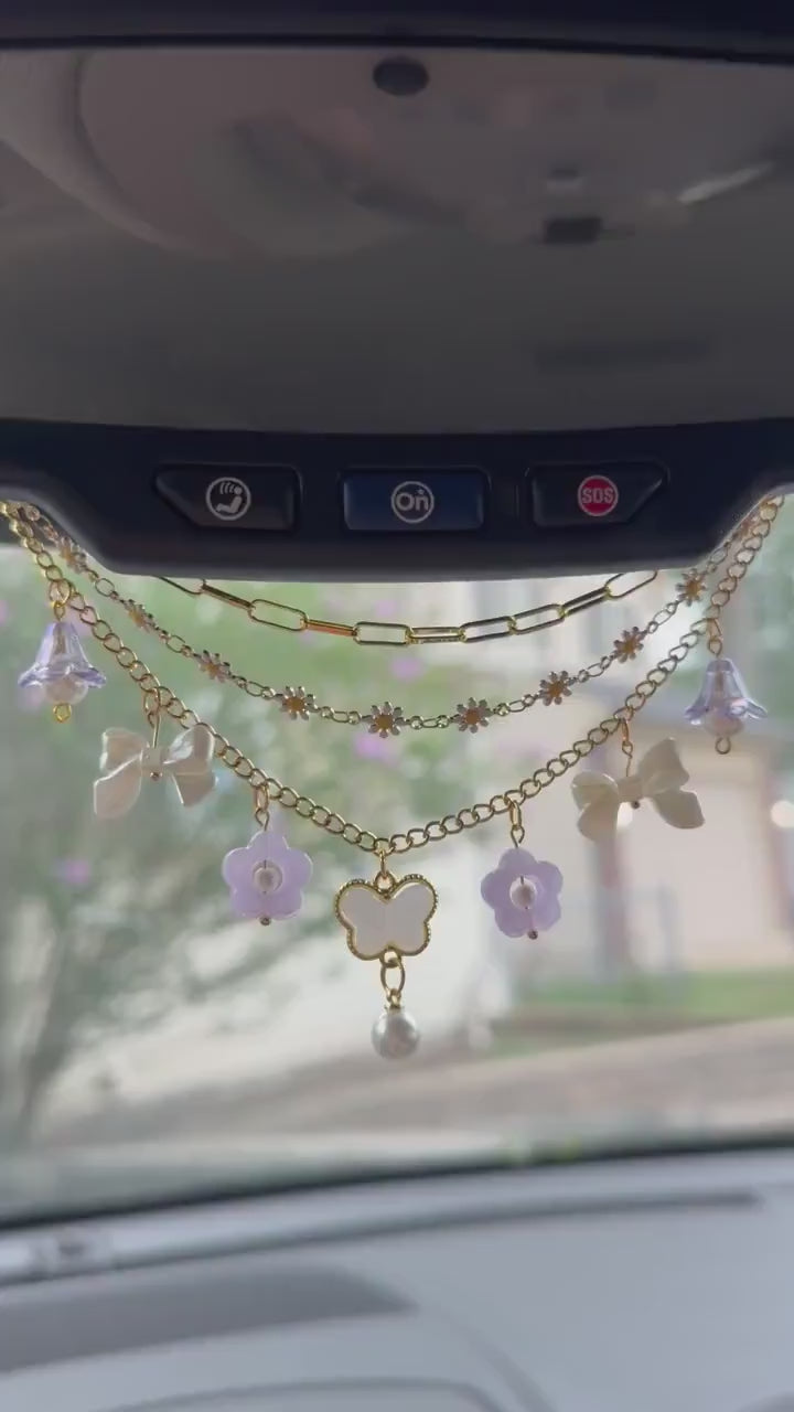 Butterfly Garden Rearview Car Mirror Charm
